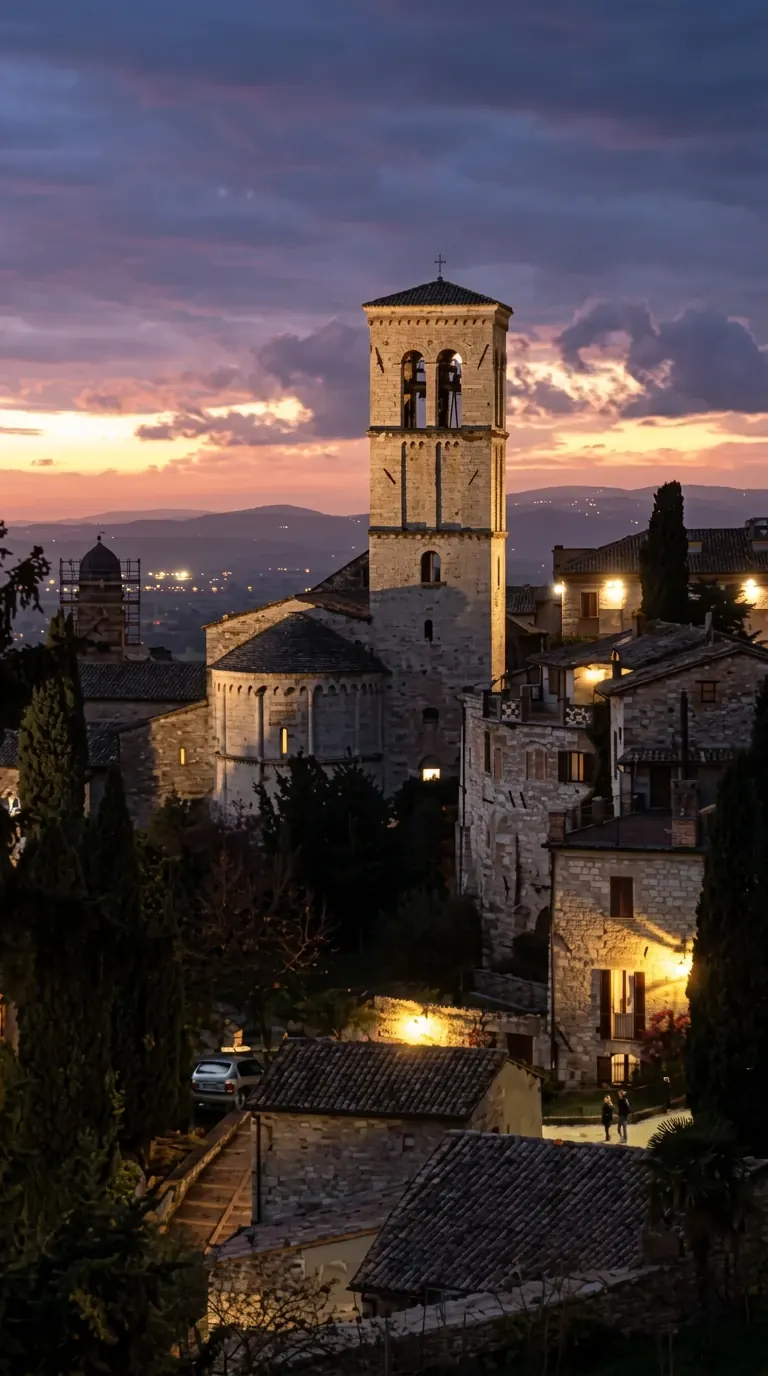 Stone villages at dusk